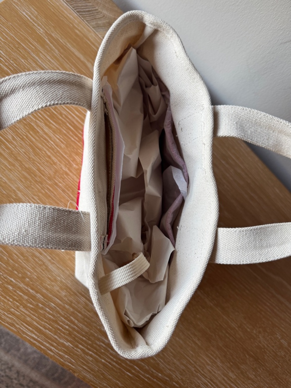Parke x Target - Mini Canvas Tote Bag in Natural Cream with Red Embroidered Logo - Picture 9 of 16